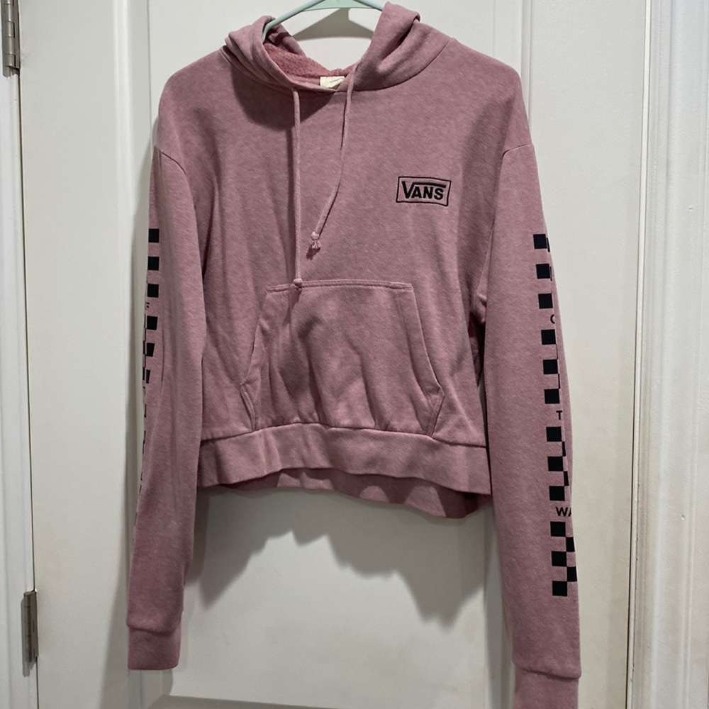 Vans Pink checkered cropped hoodie size small